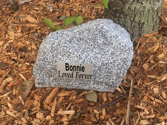 Personalised Garden Rock Pet Urn with Name Plaque