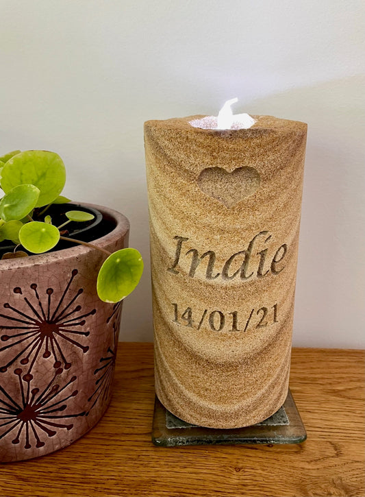 Personalised Eternal Candle Sandstone Memorial