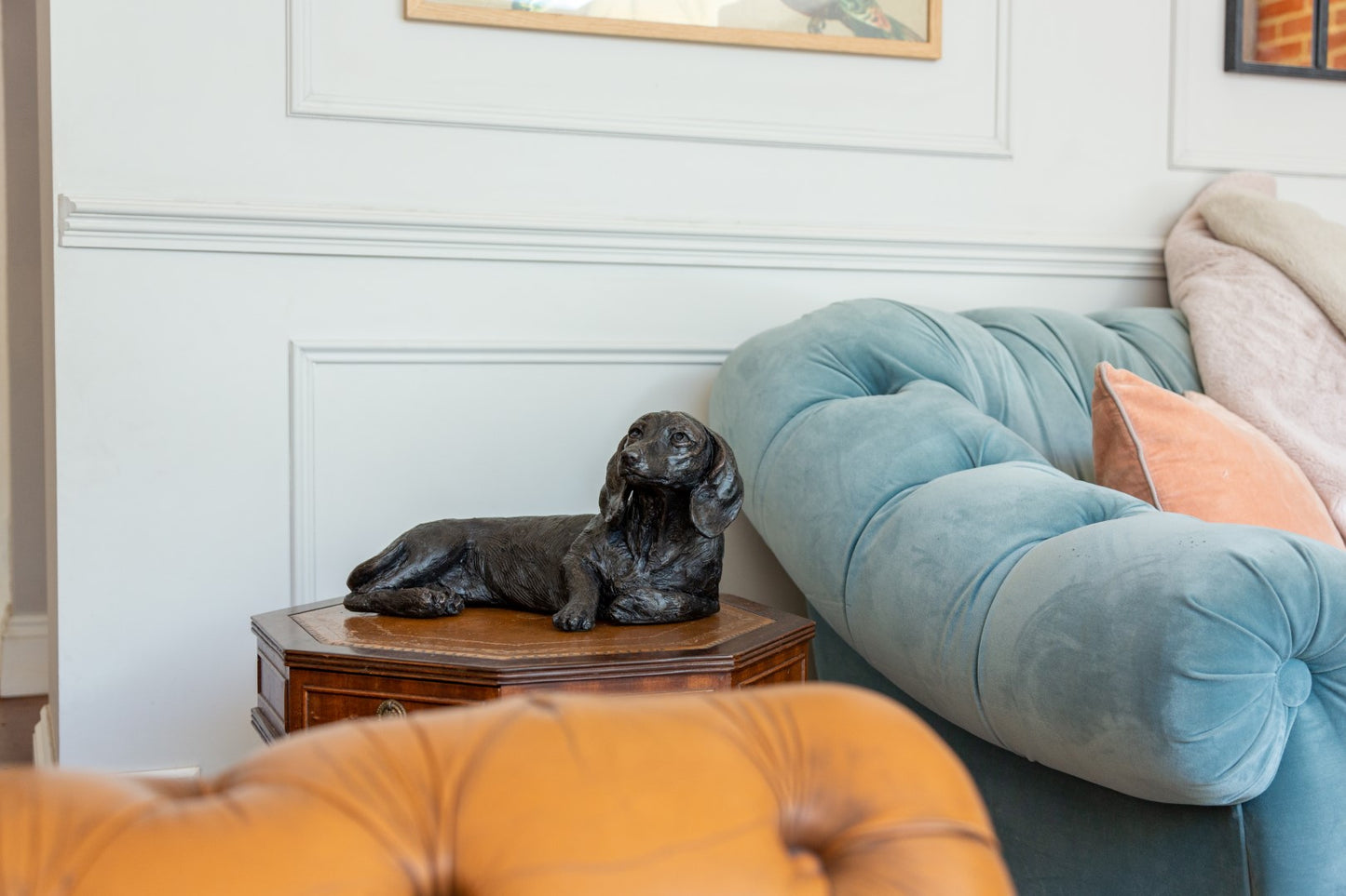 CAST RESIN DACHSHUND SHORT HAIRED FIGURINE DOG URN