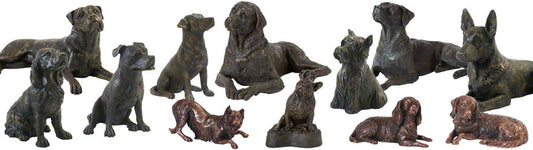 GROUP PHOTO OF CAST RESIN DOGS