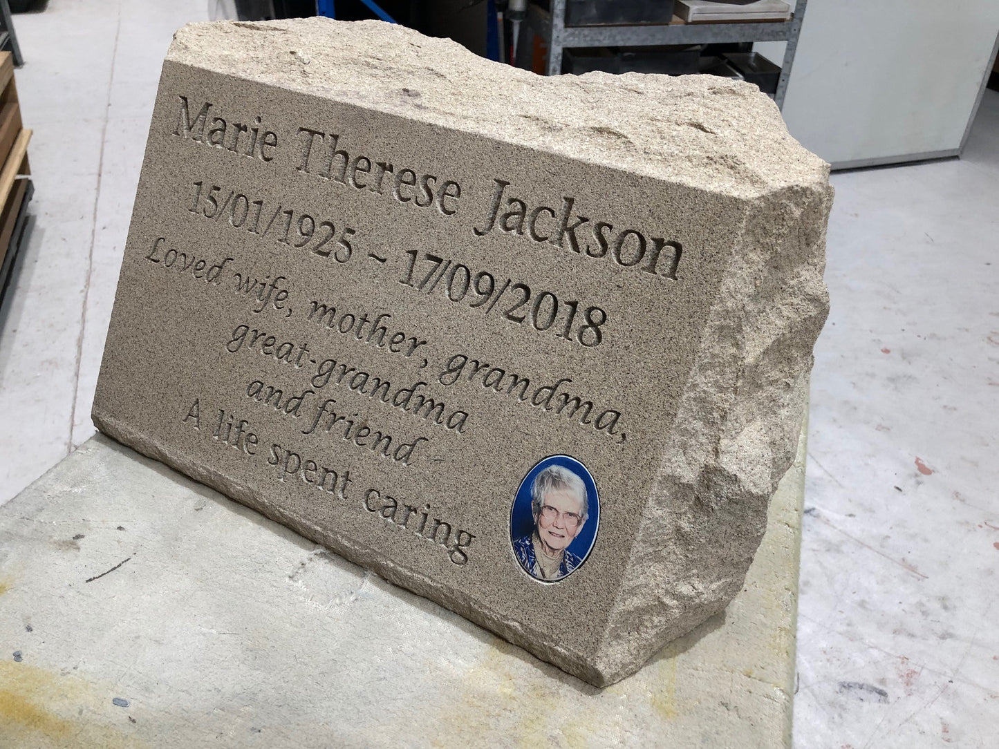 Australian Sandstone Memorial Marker with Personalised Engraving