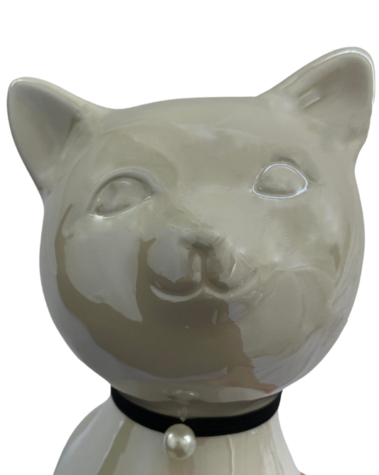 Pearlescent Cat Memorial Urn with Interchangeable Collars