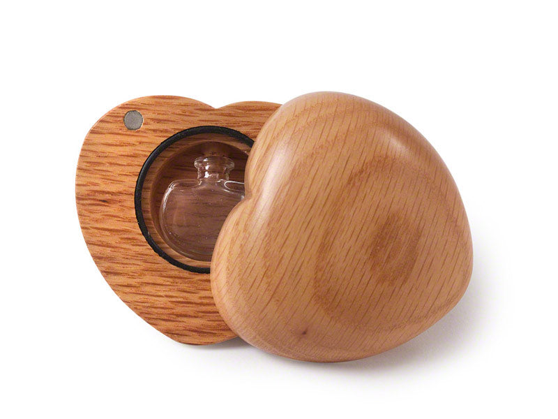 Natural Oak Tribute Heart Keepsake with Photo and Ashes Holder