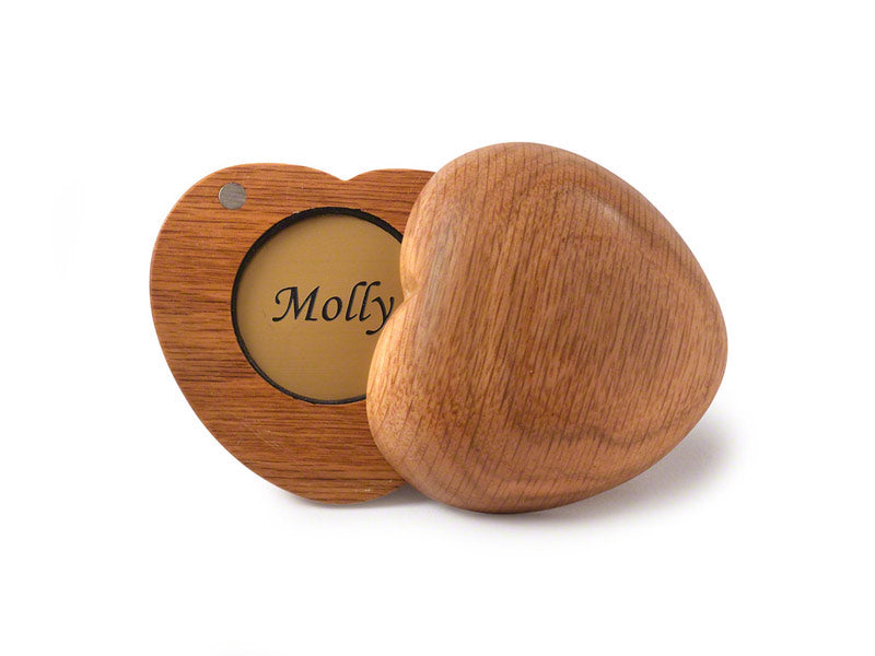 Natural Oak Tribute Heart Keepsake with Photo and Ashes Holder