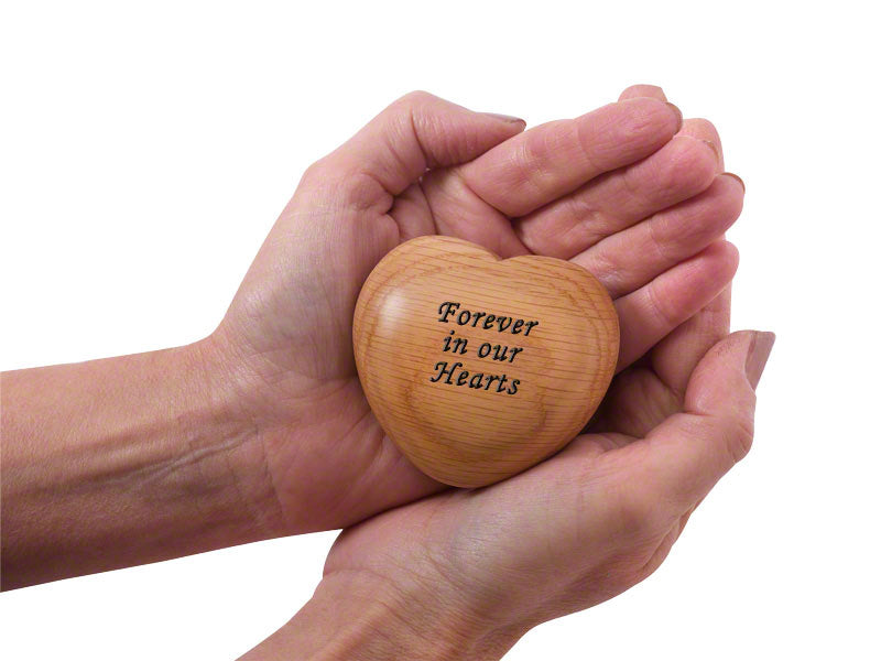 Natural Oak Tribute Heart Keepsake with Photo and Ashes Holder