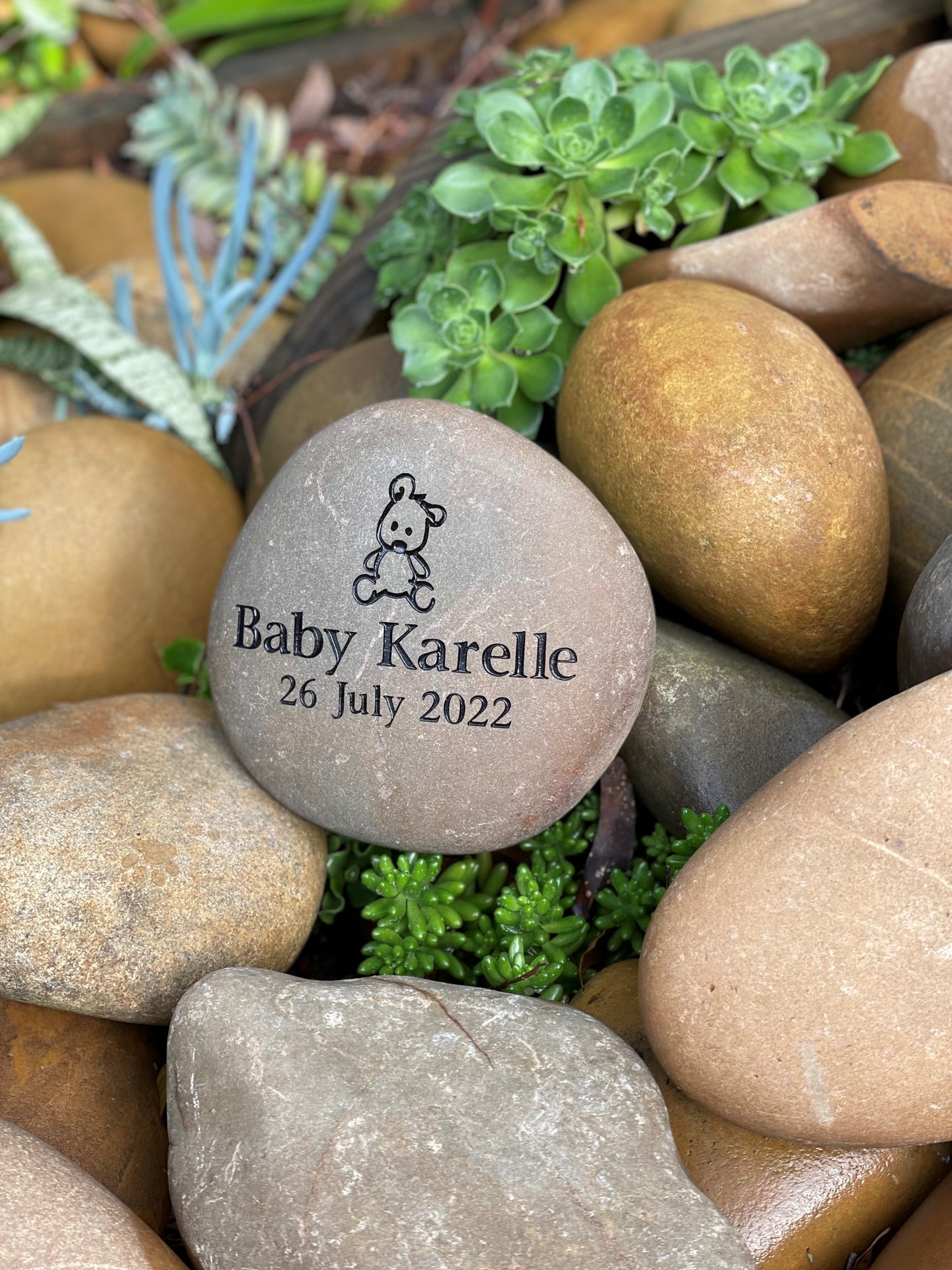 Engraved Riverstone Memorial with Personalised Tribute