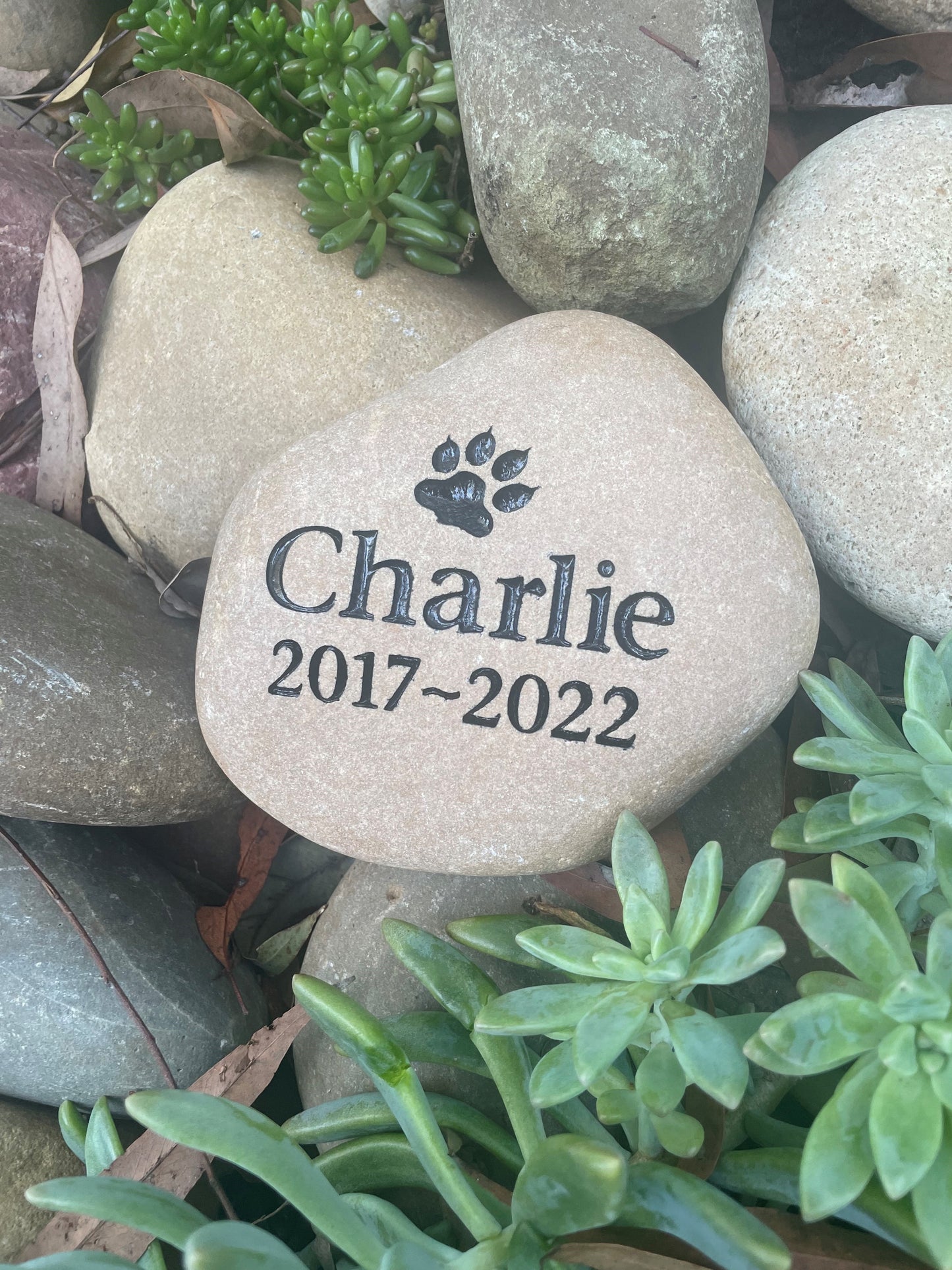 Engraved Riverstone Memorial with Personalised Tribute
