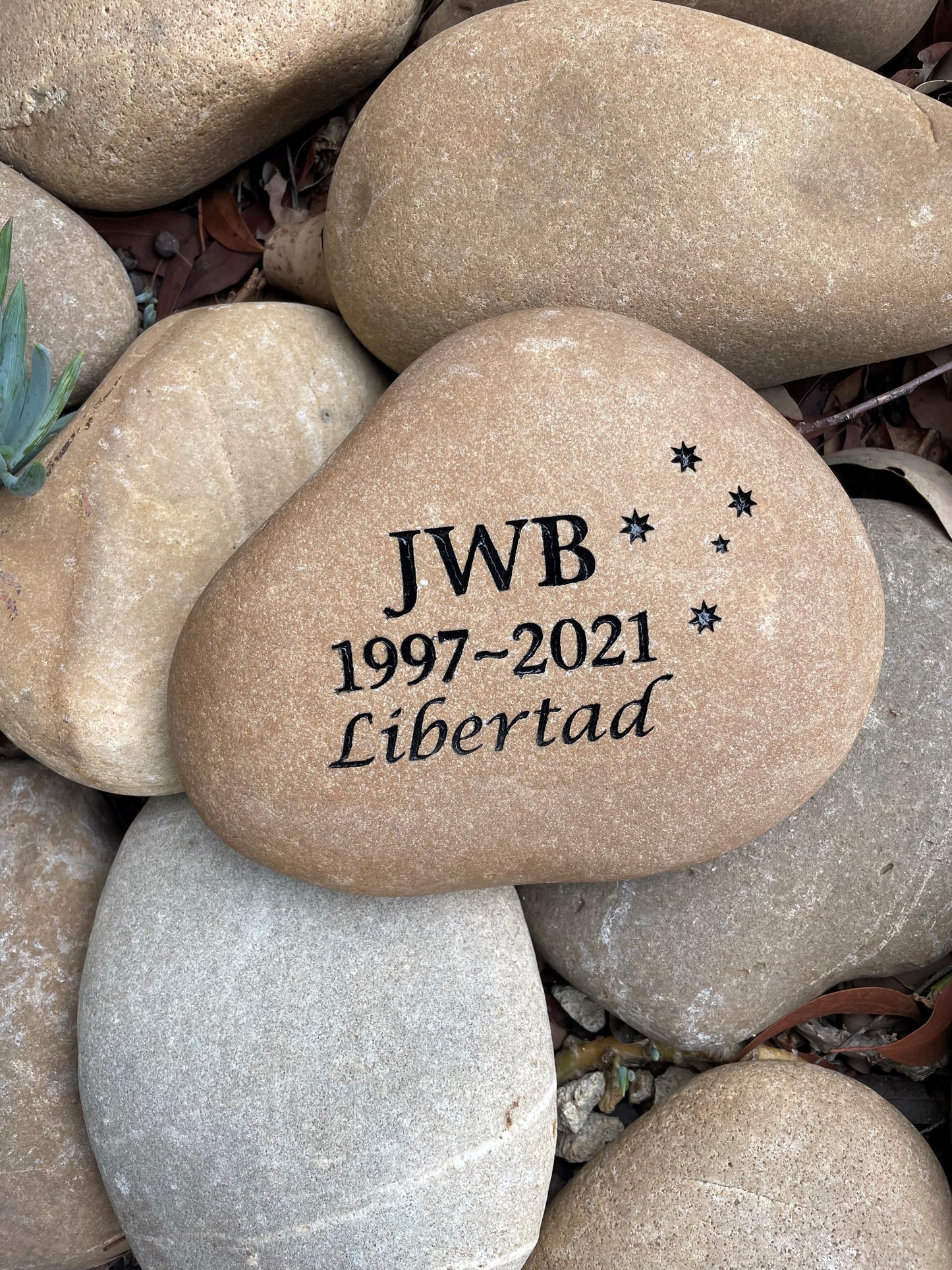Engraved Riverstone Memorial with Personalised Tribute