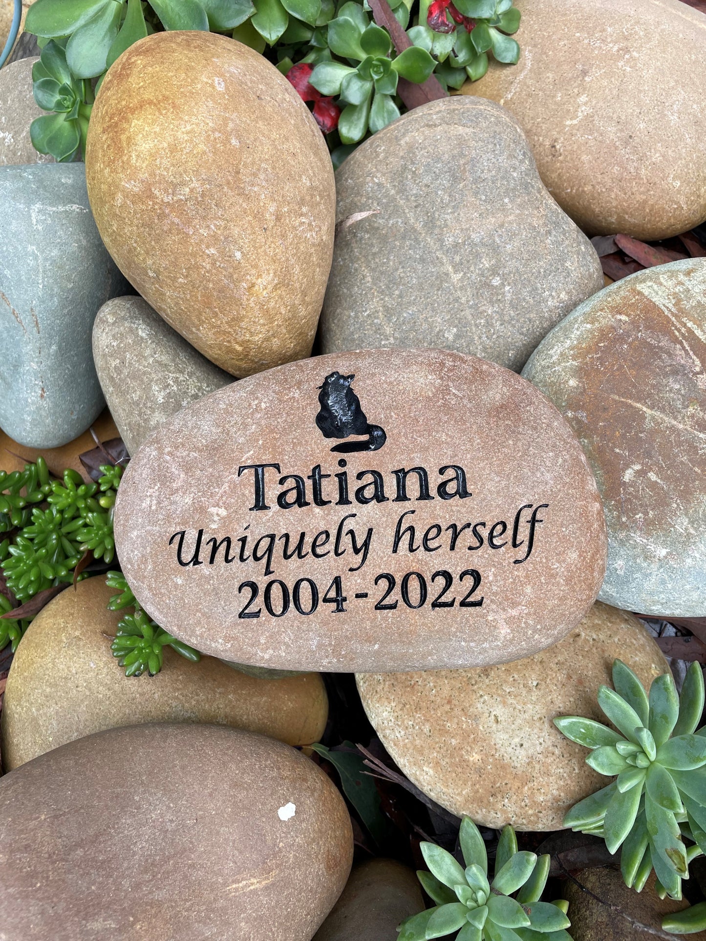 Engraved Riverstone Memorial with Personalised Tribute