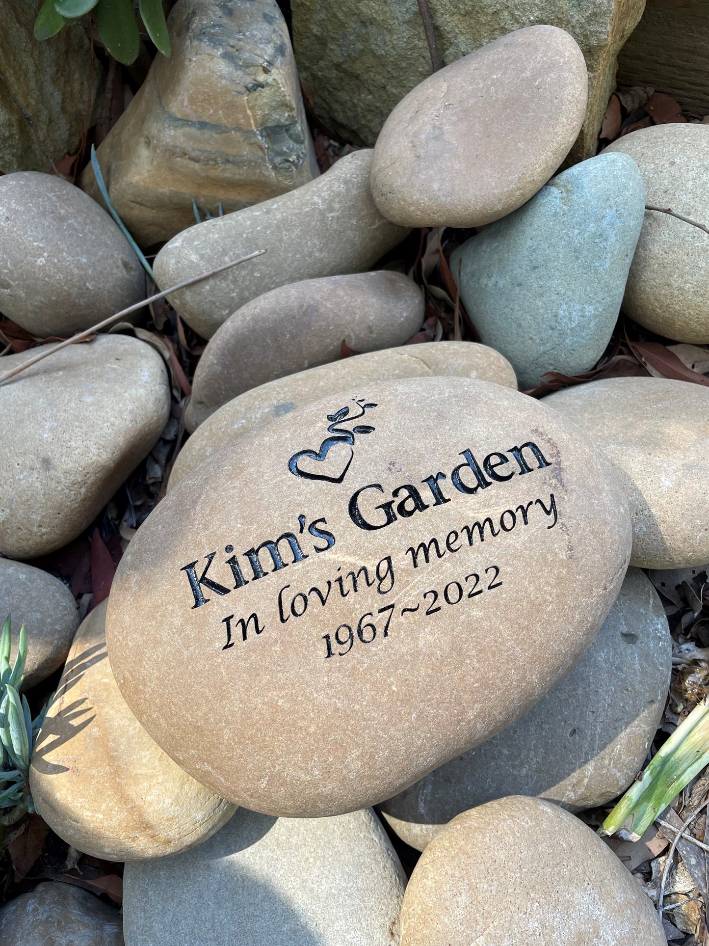 Engraved Riverstone Memorial with Personalised Tribute