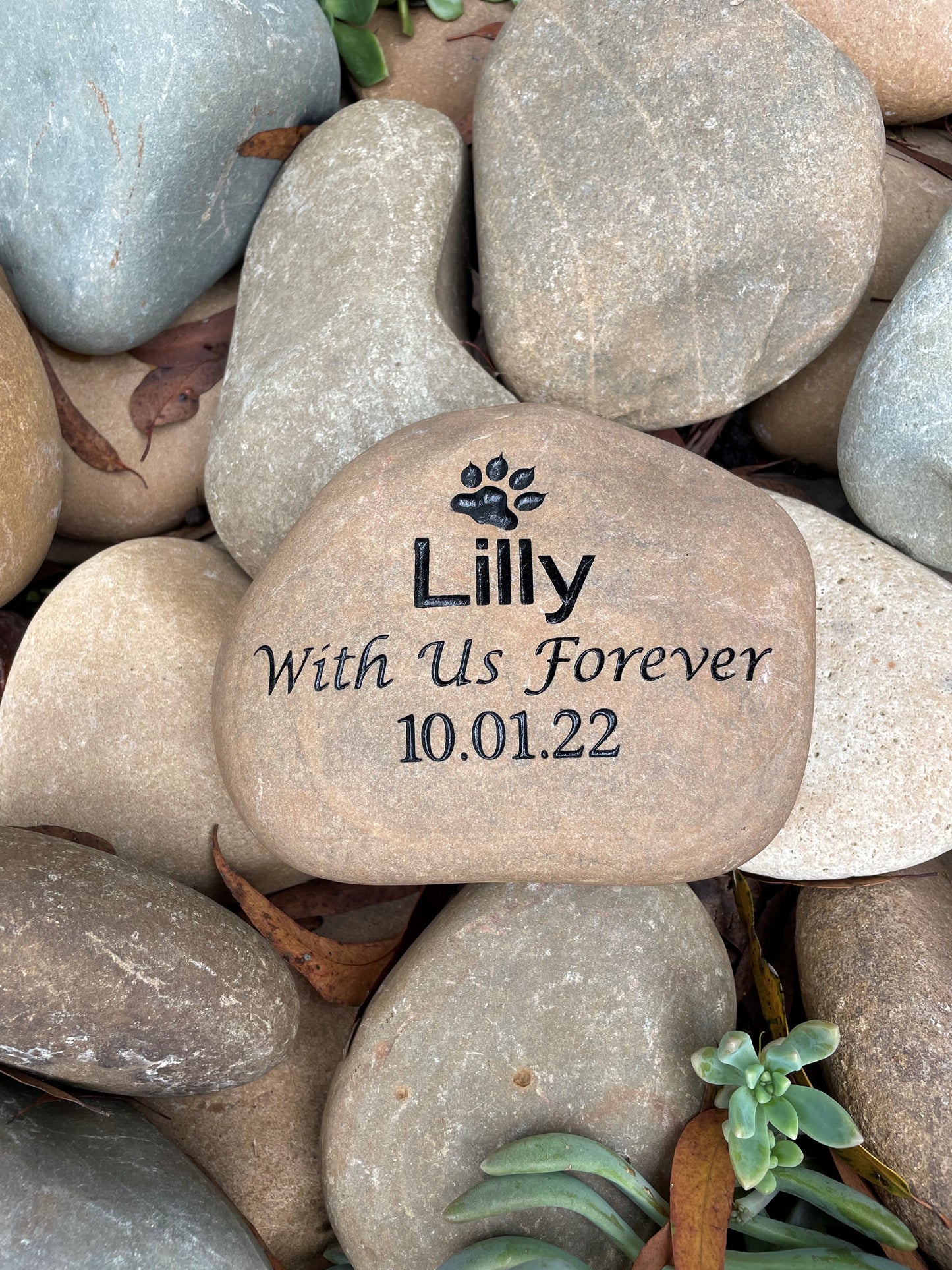 Engraved Riverstone Memorial with Personalised Tribute