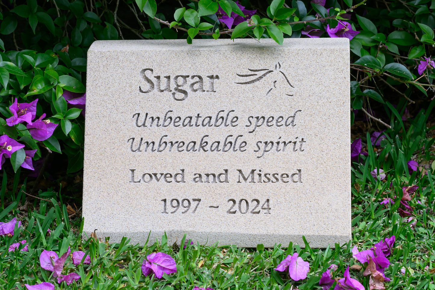 Personalised Sandstone Pet Memorial Headstone with Ceramic Photo