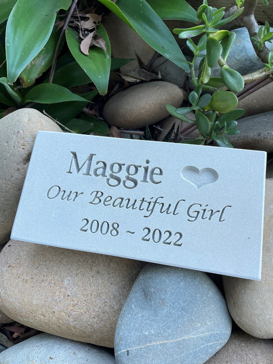 Personalised Granite or Sandstone Memorial Plaque - 30cm x 15cm