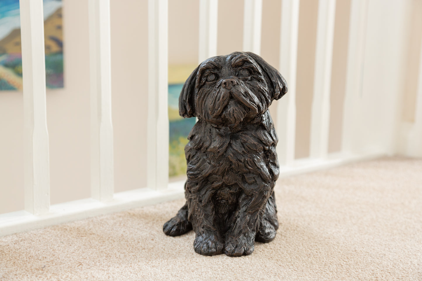 CAST RESIN SHIHTZU DOG FIGURINE URN