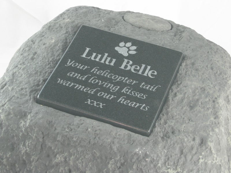 Large Stone Pet Urn With Plaque