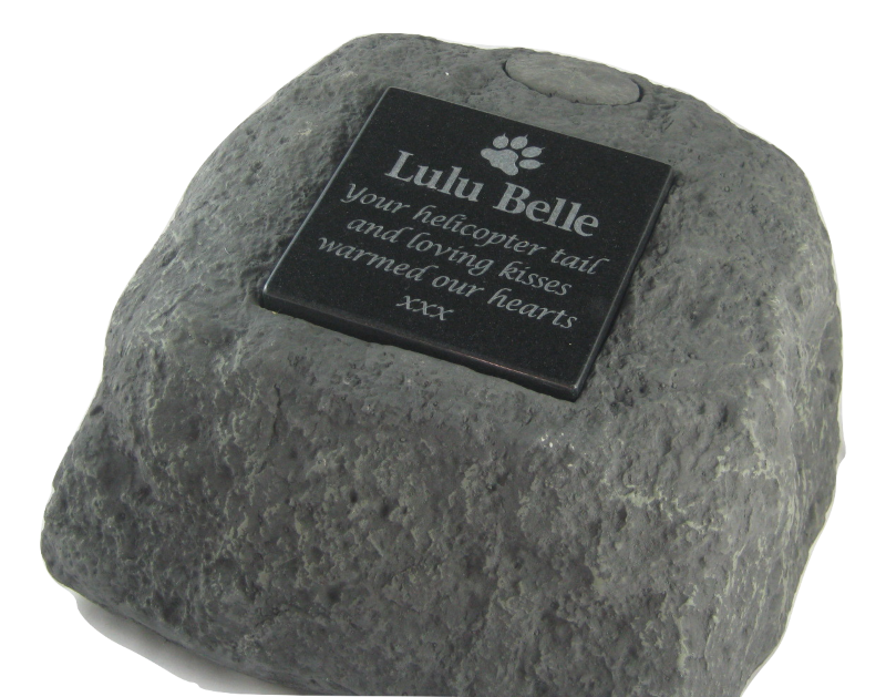 Large Stone Pet Urn With Plaque