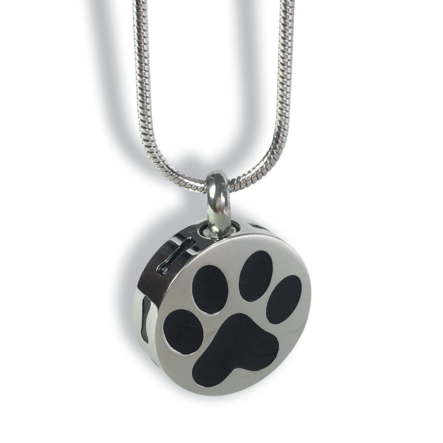 Cremation Jewellery Necklace with a black paw print