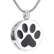 Cremation Jewellery Necklace with a black paw print