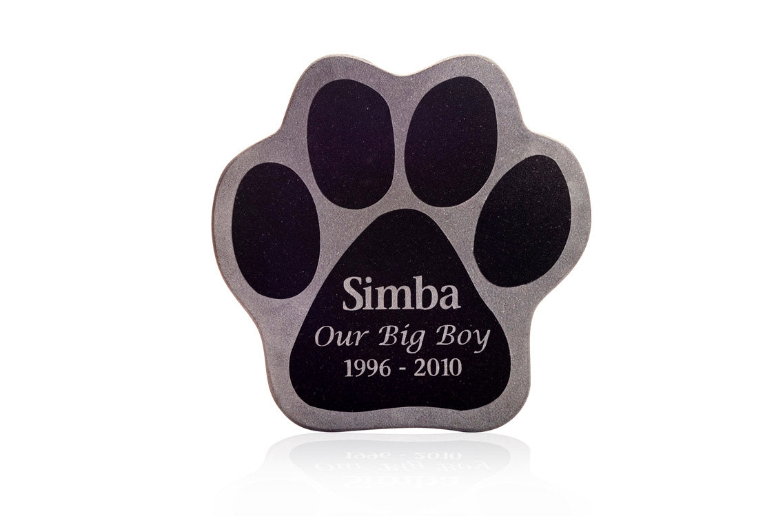 Granite Pet Memorial Plaque - Paw Shape