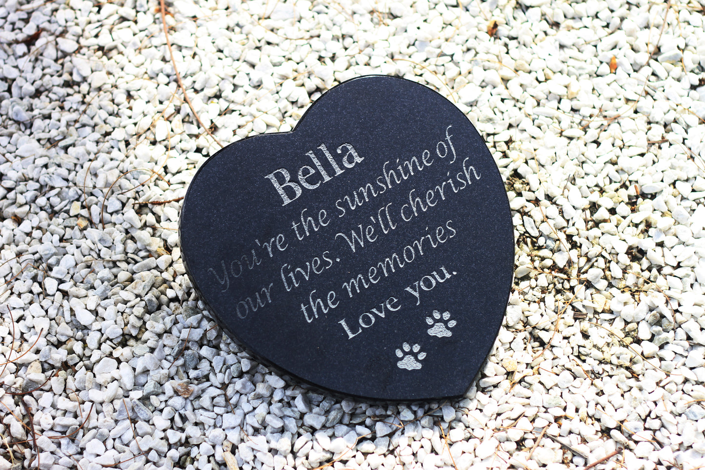 Personalised Granite Pet Memorial Plaque - Heart Shape