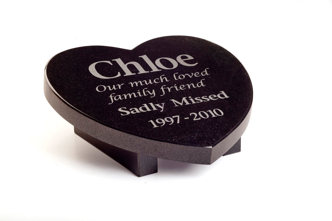 Personalised Granite Pet Memorial Plaque - Heart Shape