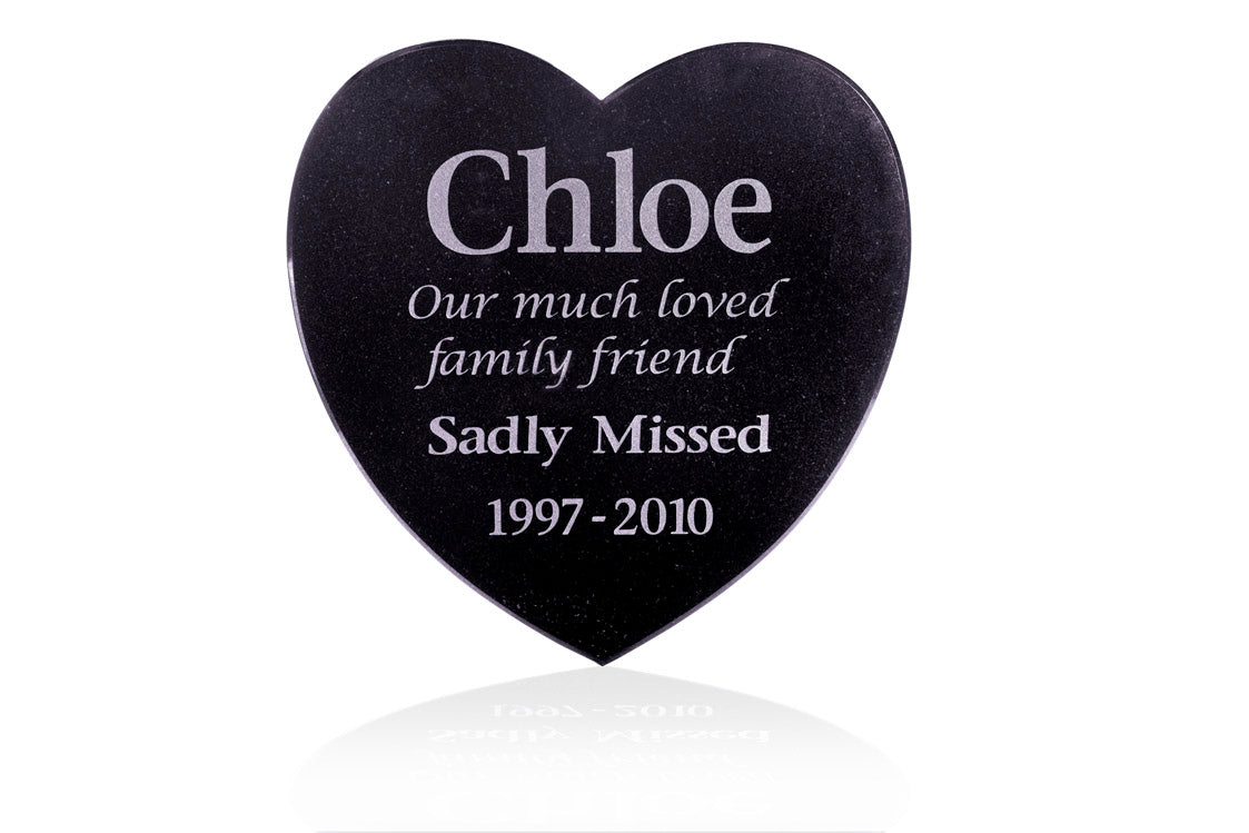 Personalised Granite Pet Memorial Plaque - Heart Shape
