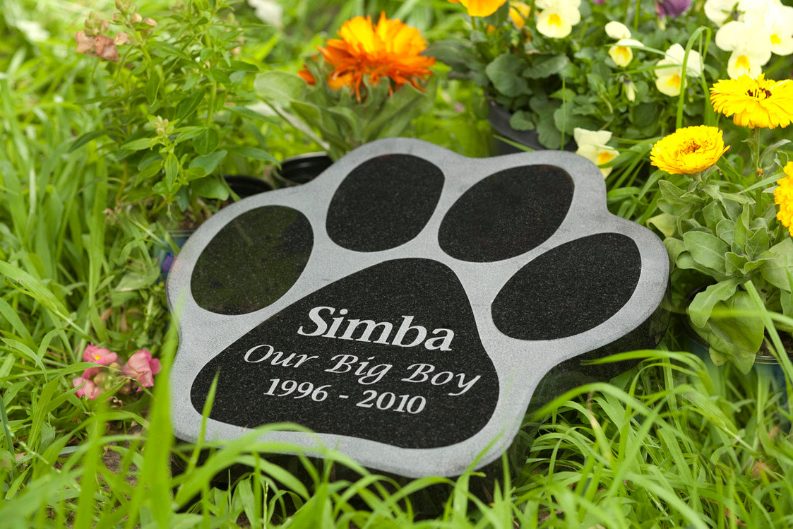 Granite Pet Memorial Plaque - Paw Shape