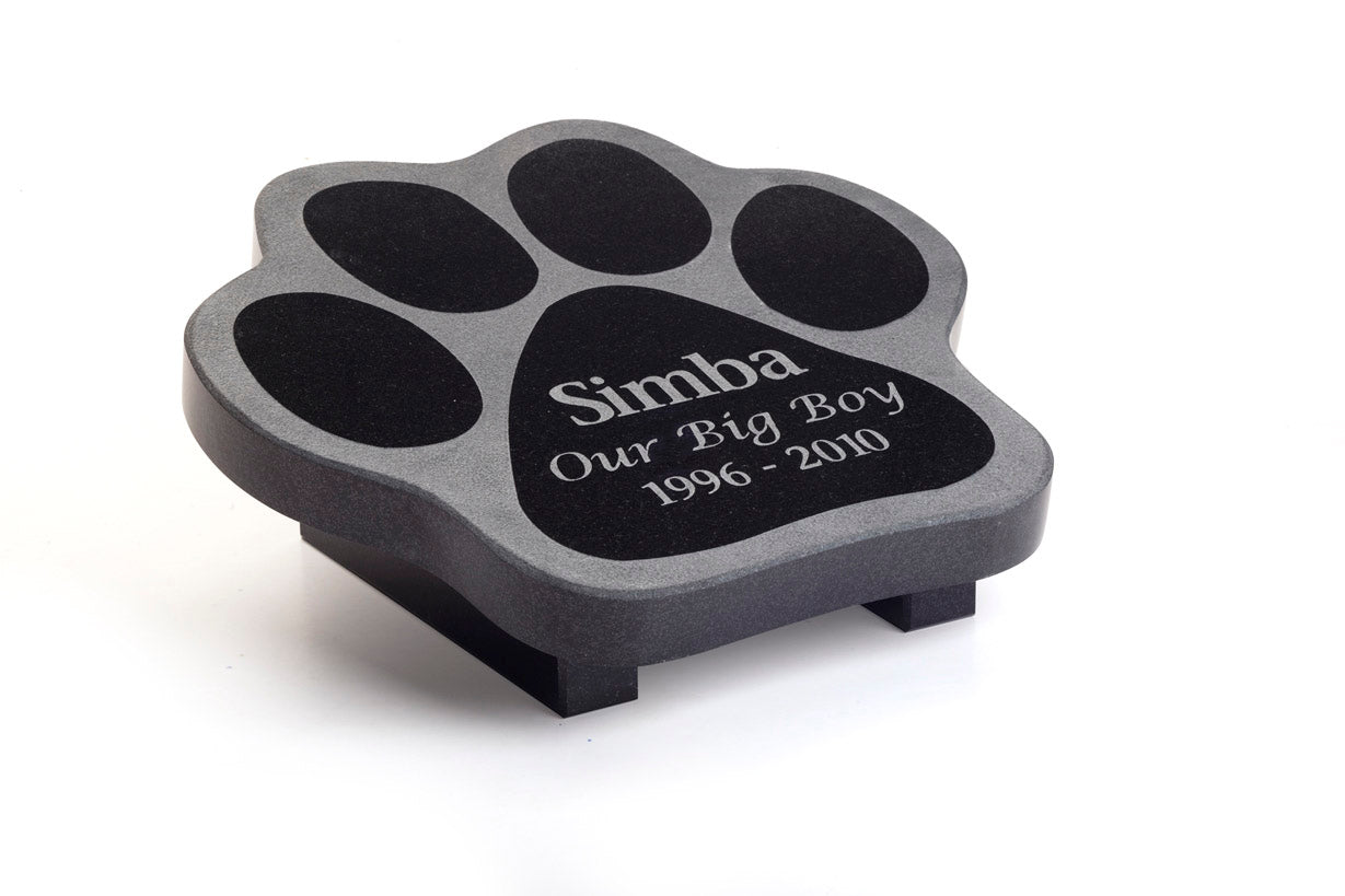 Granite Pet Memorial Plaque - Paw Shape