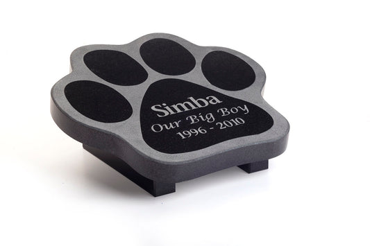 Personalised Granite Pet Memorial Plaque - Paw Shape