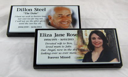 Photo Enamel Stainless Steel Plaque Mounted On Granite Base