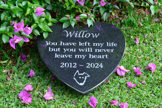 Personalised Granite Pet Memorial Plaque - Heart Shape