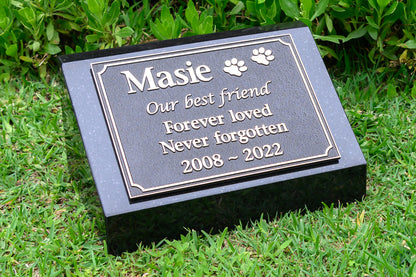 Personalised Sandstone Pet Memorial Headstone with Bronze Plaque
