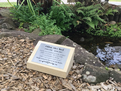 Headstone in Sandstone with Stainless Steel Plaque