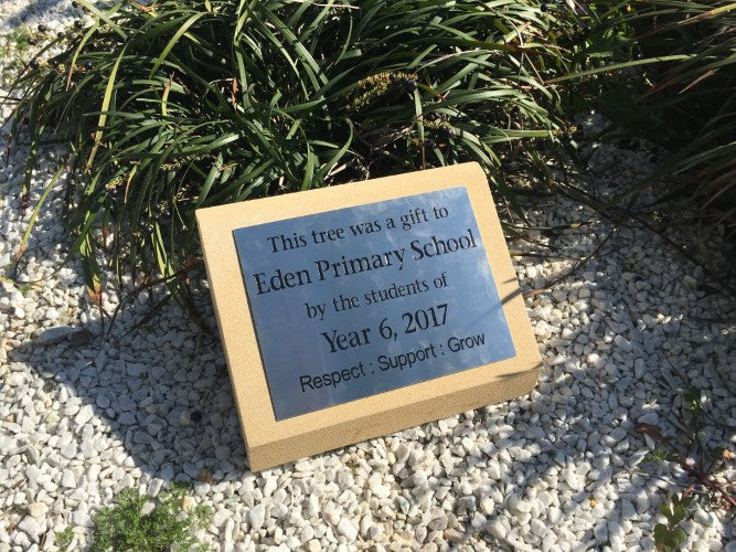 Headstone in Sandstone with Stainless Steel Plaque