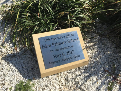 Headstone in Sandstone with Stainless Steel Plaque