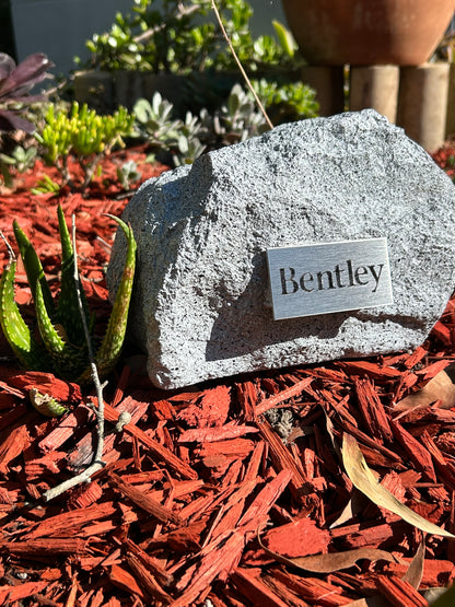 Personalised Garden Rock Pet Urn with Name Plaque