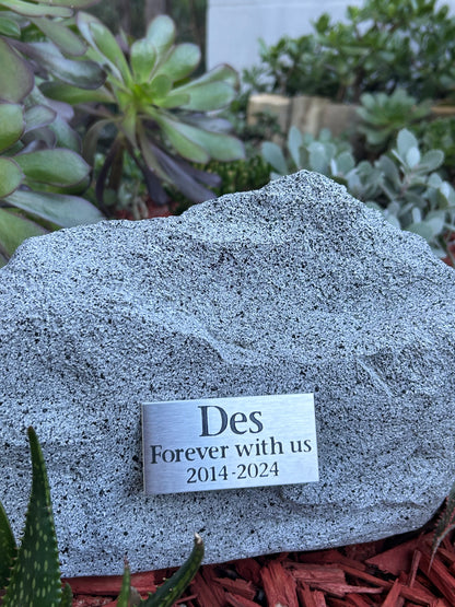 Personalised Garden Rock Pet Urn with Name Plaque