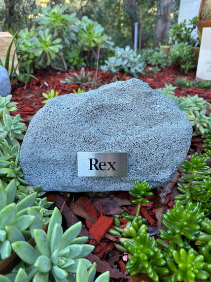 Personalised Garden Rock Pet Urn with Name Plaque