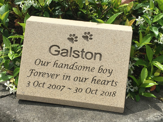 Personalised Granite Pet Memorial Headstone with Bronze Plaque