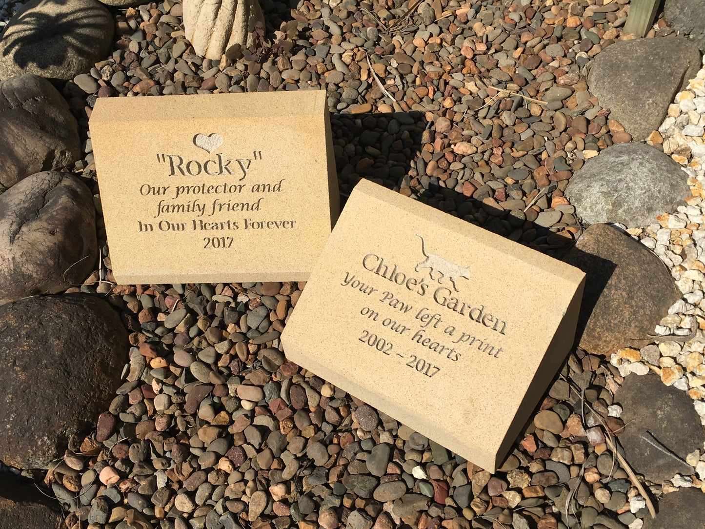 Personalised Sandstone Pet Memorial Headstone with Bronze Plaque