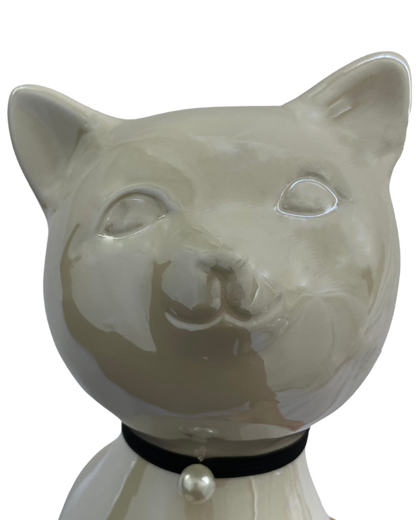 Pearlescent Cat Memorial Urn with Interchangeable Collars