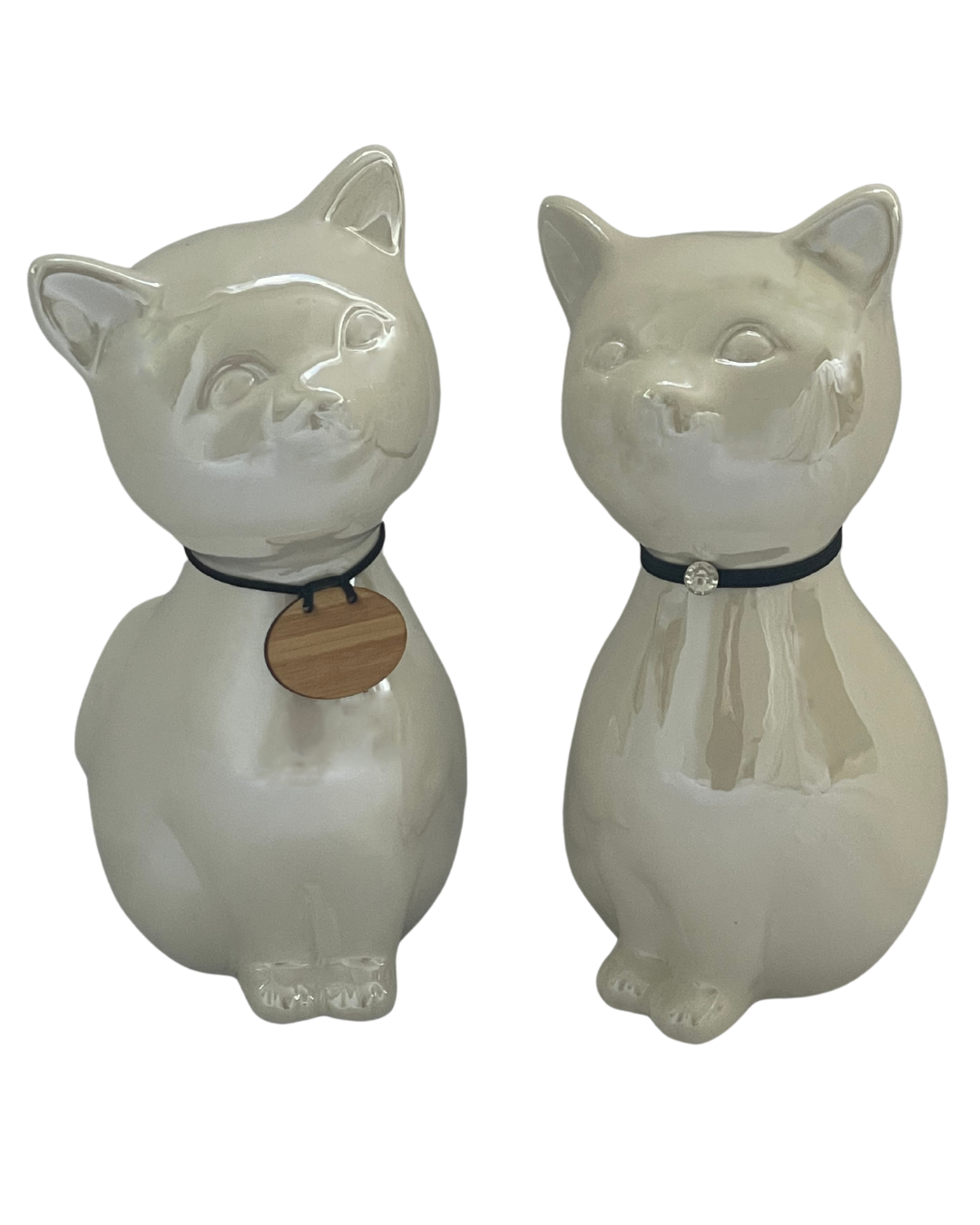 Pearlescent Cat Memorial Urn with Interchangeable Collars
