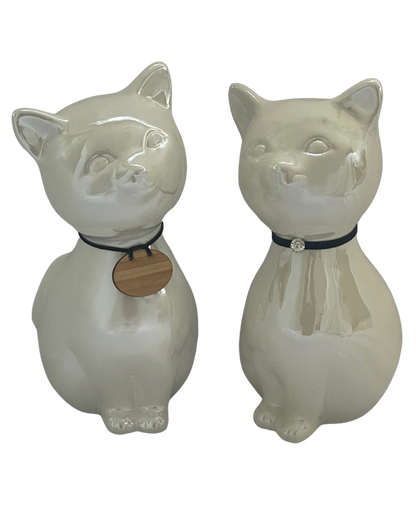 Pearlescent Cat Memorial Urn with Interchangeable Collars