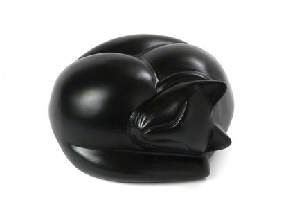Sleeping Cat Memorial Urn in Timber or Black Resin