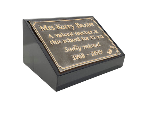 Granite Headstone with Bronze Plaque