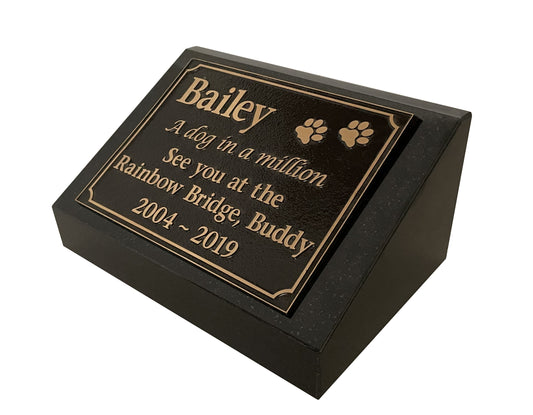 Granite Pet Headstone with Bronze Plaque