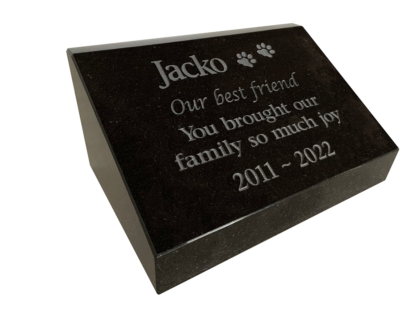 Granite Pet Headstone with Bronze Plaque