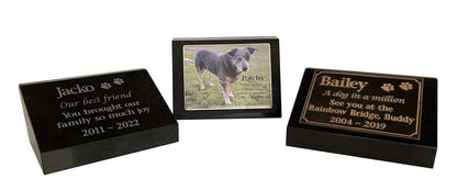 Granite Pet Headstone with Bronze Plaque