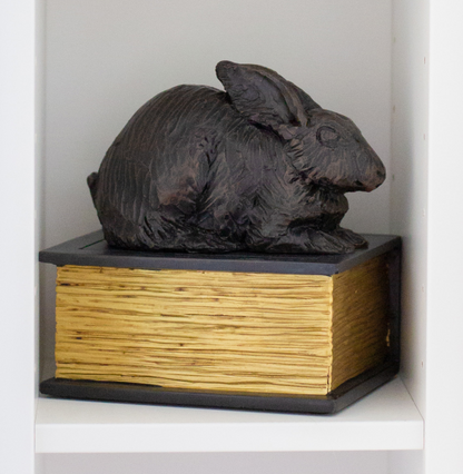 Pet Urn - Rabbit on Book Figurine Urn