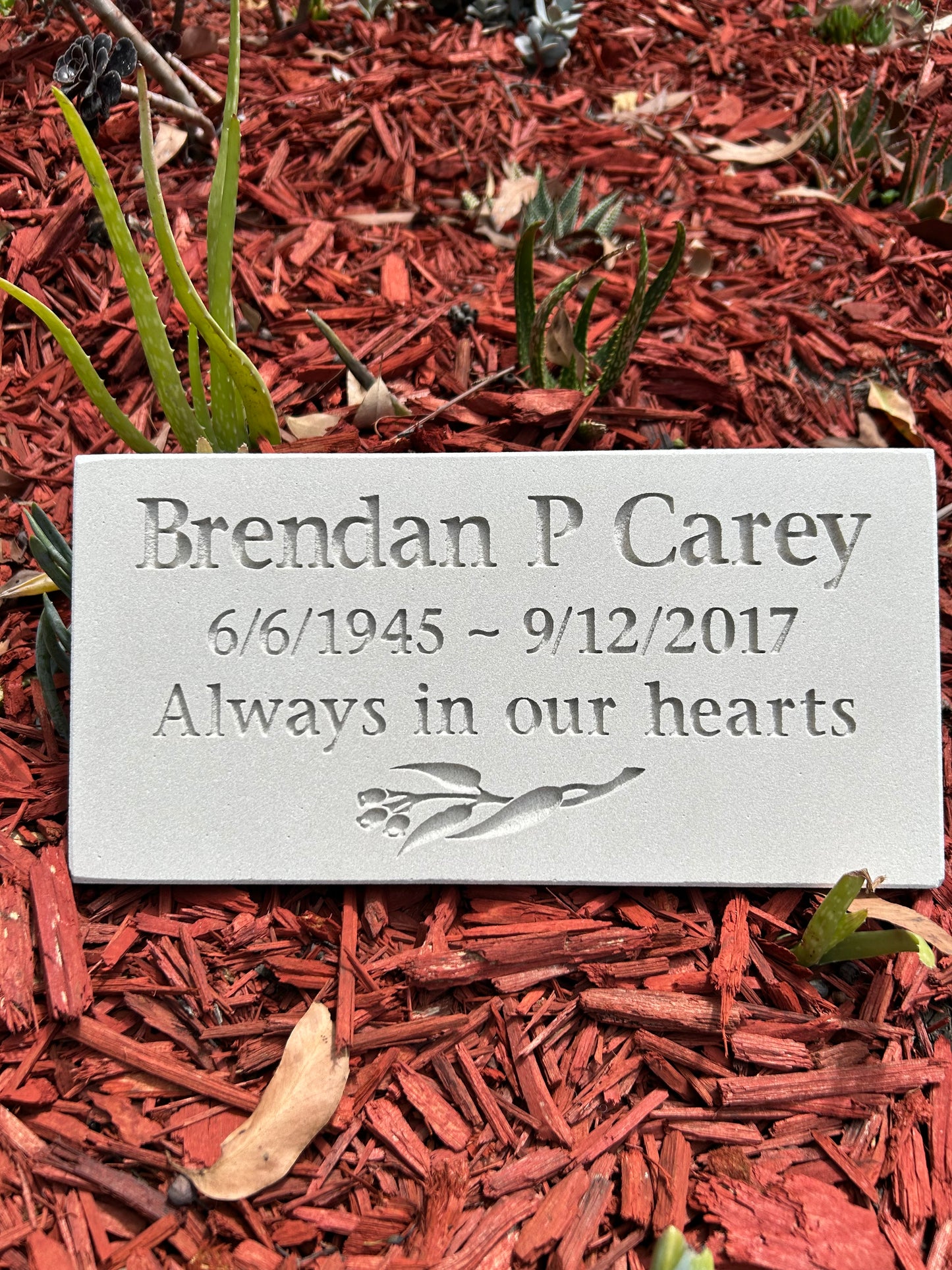 Personalised Granite or Sandstone Memorial Plaque - 30cm x 15cm